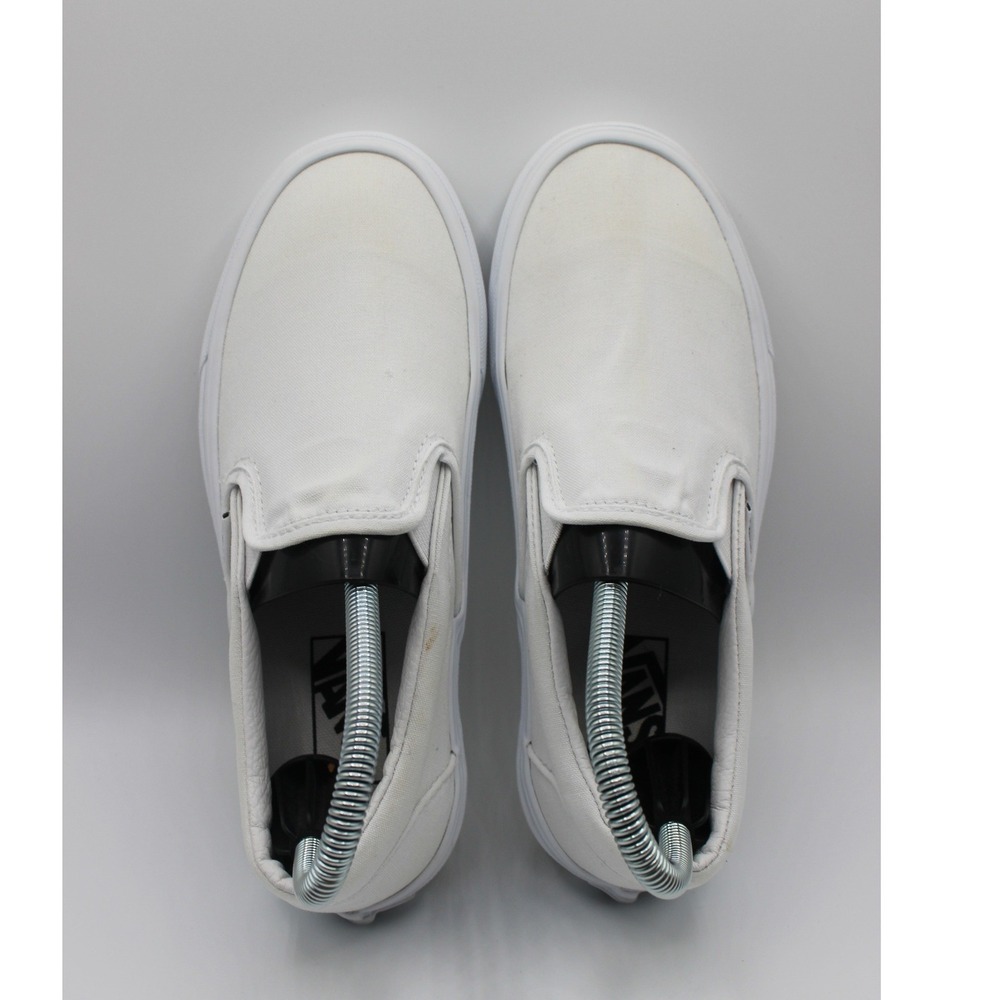 Vans Classic Slip-On White Canvas Sneakers VN000EYEBWW Mens 5 Womens 6.5 - Picture 5 of 8